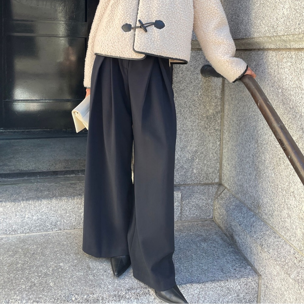Oak + Fort Wide Leg Pant With Front Pleat